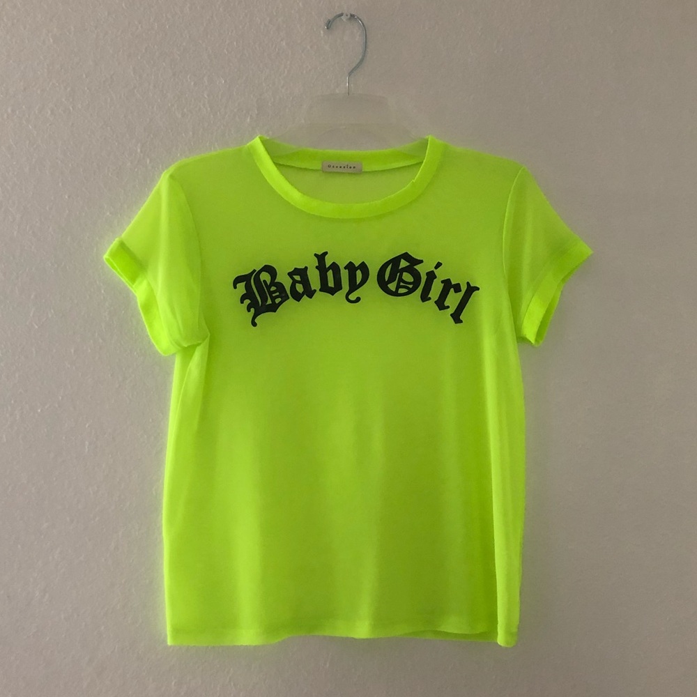 Sz:S Neon Green “Baby Girl” Top